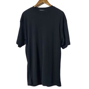 Pronti Collection Phita Shirt XL Black Micro Poly Mock Neck Slinky Mens